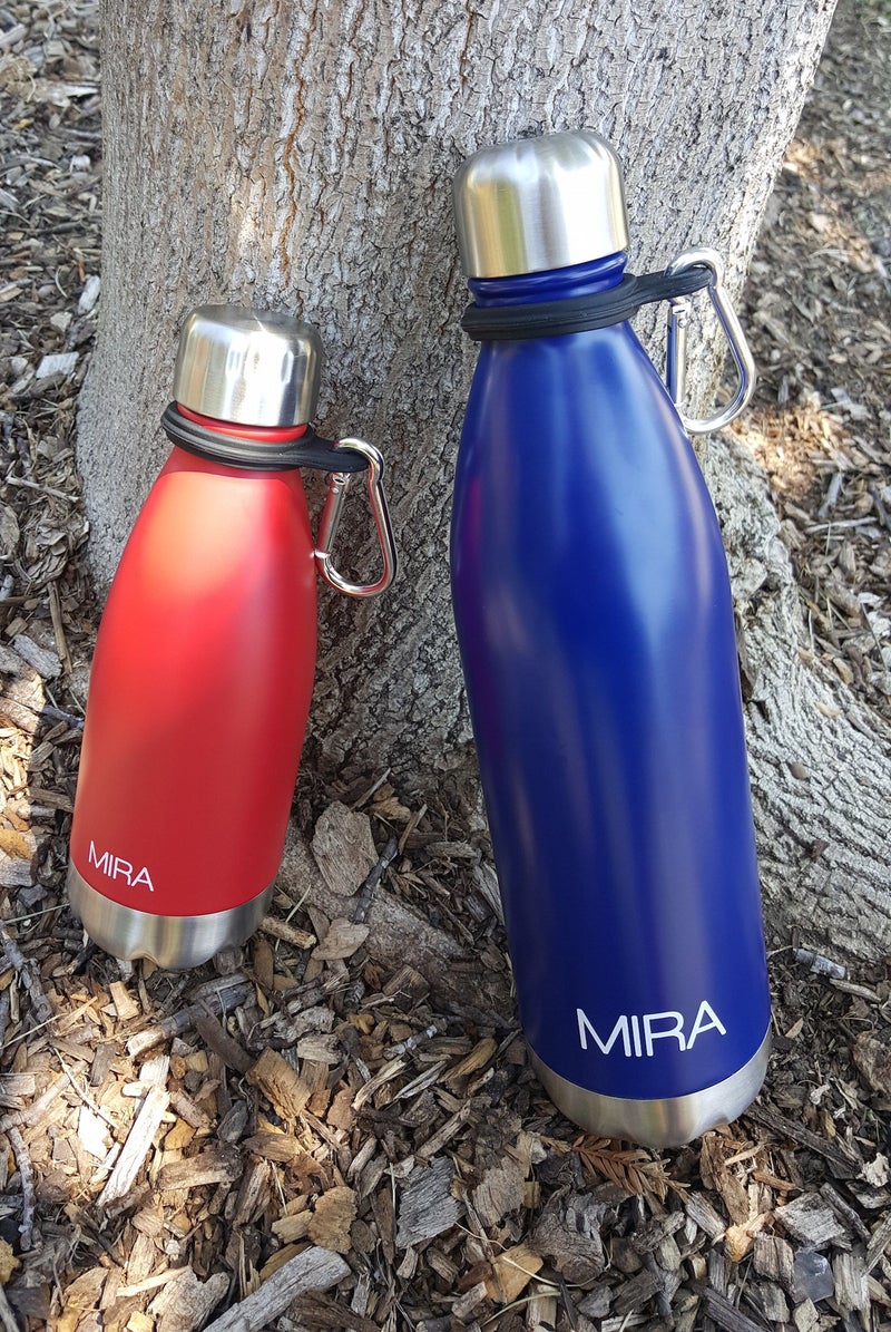 MIRA Durable Silicone Carrier with Carabiner Clip | Fits Any 12oz, 17oz and 25oz Cola Shaped Water Bottles for Outdoor Activities or Daily Use | 2 Pack, Black - Image 4